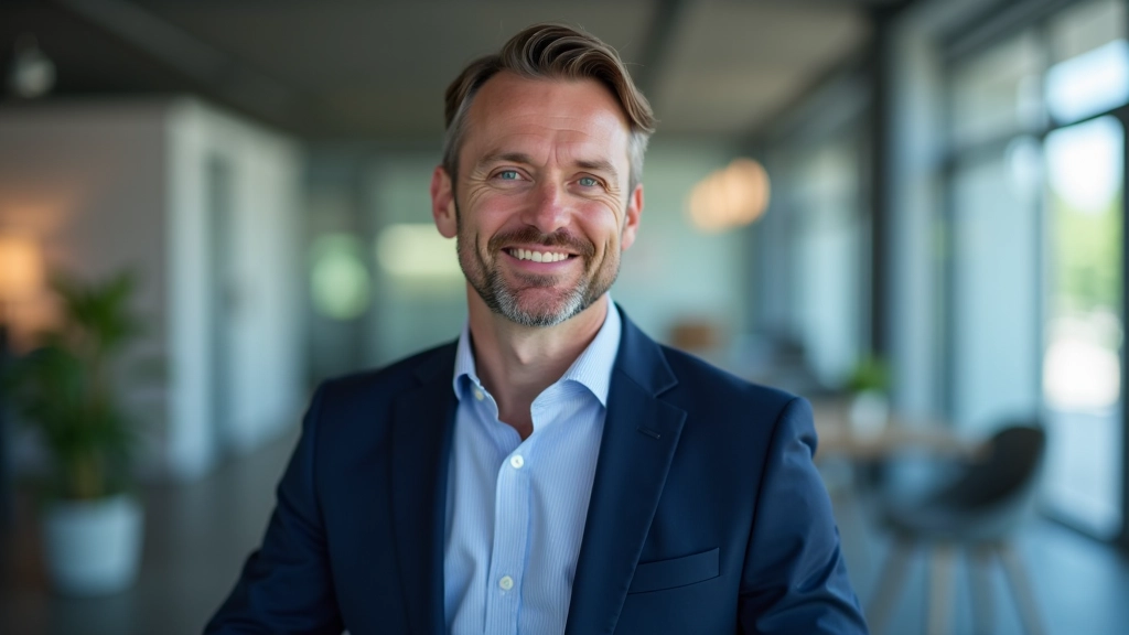 Man met grijs haar, ernstige uitdrukking, kantoor setting