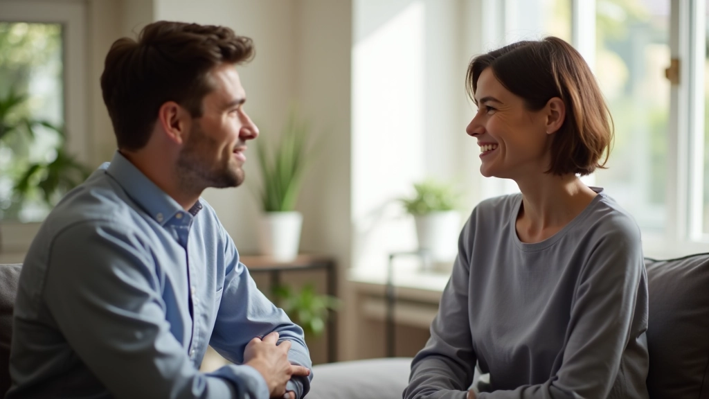 Twee volwassenen in gesprek, gezicht naar elkaar, ontspannen houding, goed oogcontact